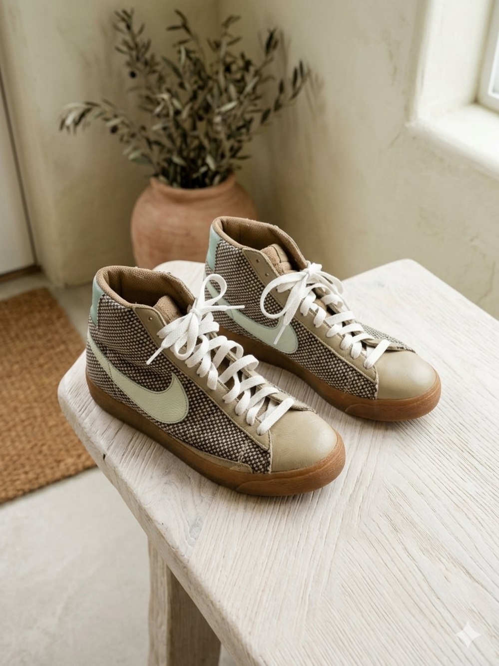 Nike Retro Vintage Blazers Women's Mid-Top Sneakers in Beige & Mint
